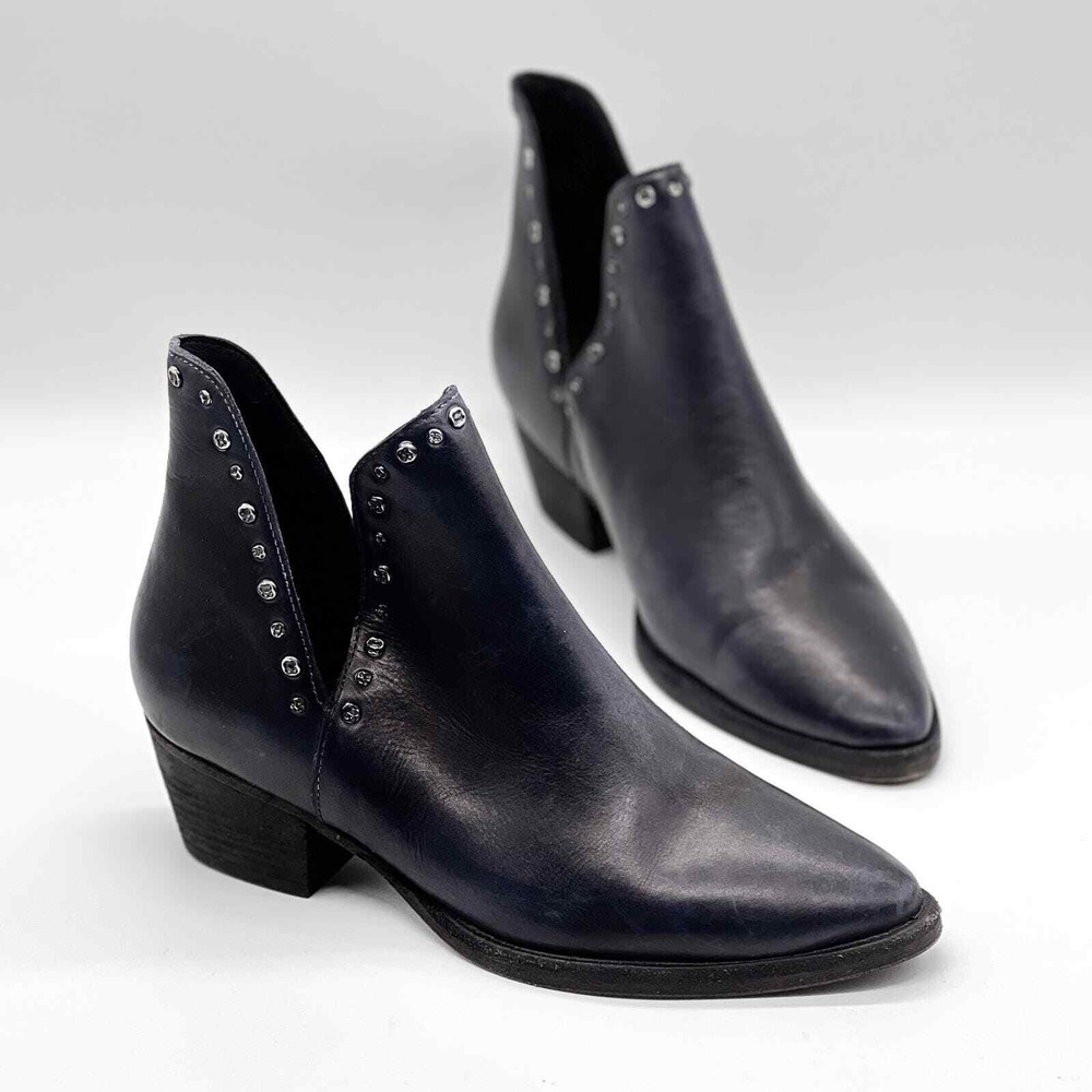 FREE PEOPLE Charm Studded Ankle Boots Women 38 Black Western Leather Split Shaft